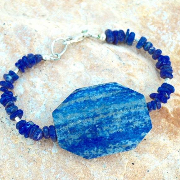 Conceptual Subculture Jewelry - Lapis Lazuli Sterling Silver Bracelet Host Pick